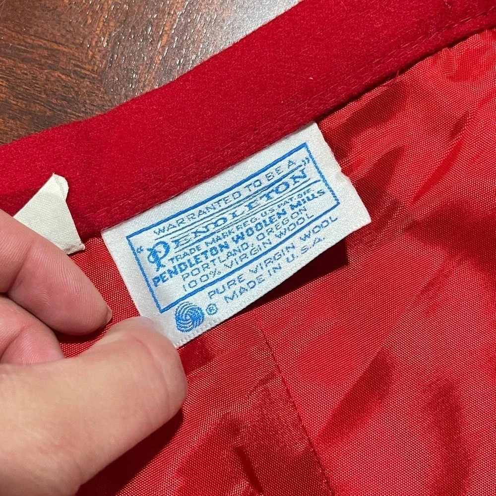 Vtg Pendleton Red 100% Virgin‎ Wool Skirt Womens Size 18 USA Midi A-Line *read*